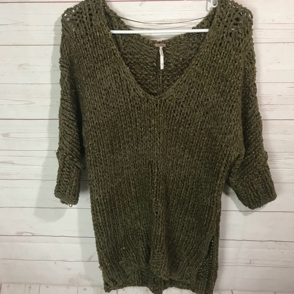 Free People | Georgia Knit V Neck In green small - Picture 4 of 7